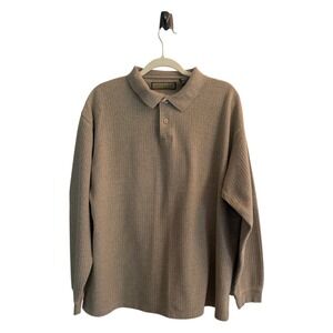 Naturalife Polo Shirt Tan XL‎ Mens Ribbed Long Sleeve Cotton Casual Sweater
